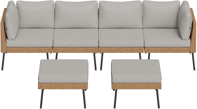 Aoxun 6 Piece Patio Furniture Set, 6 Seats Outdoor Sectional Sofas - Image 9