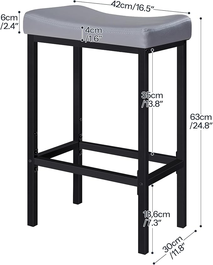 HOOBRO Bar Stools Set of 2, 24.8 Inches Bar Chairs, Counter Height Stools - Image 3