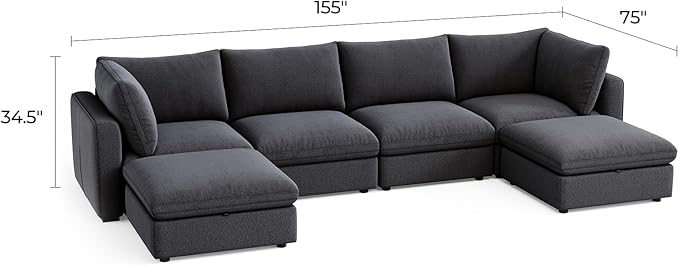 LINSY HOME Oversized Modular Sectional Sofa, 4 Seat Sofa Couches - Image 2