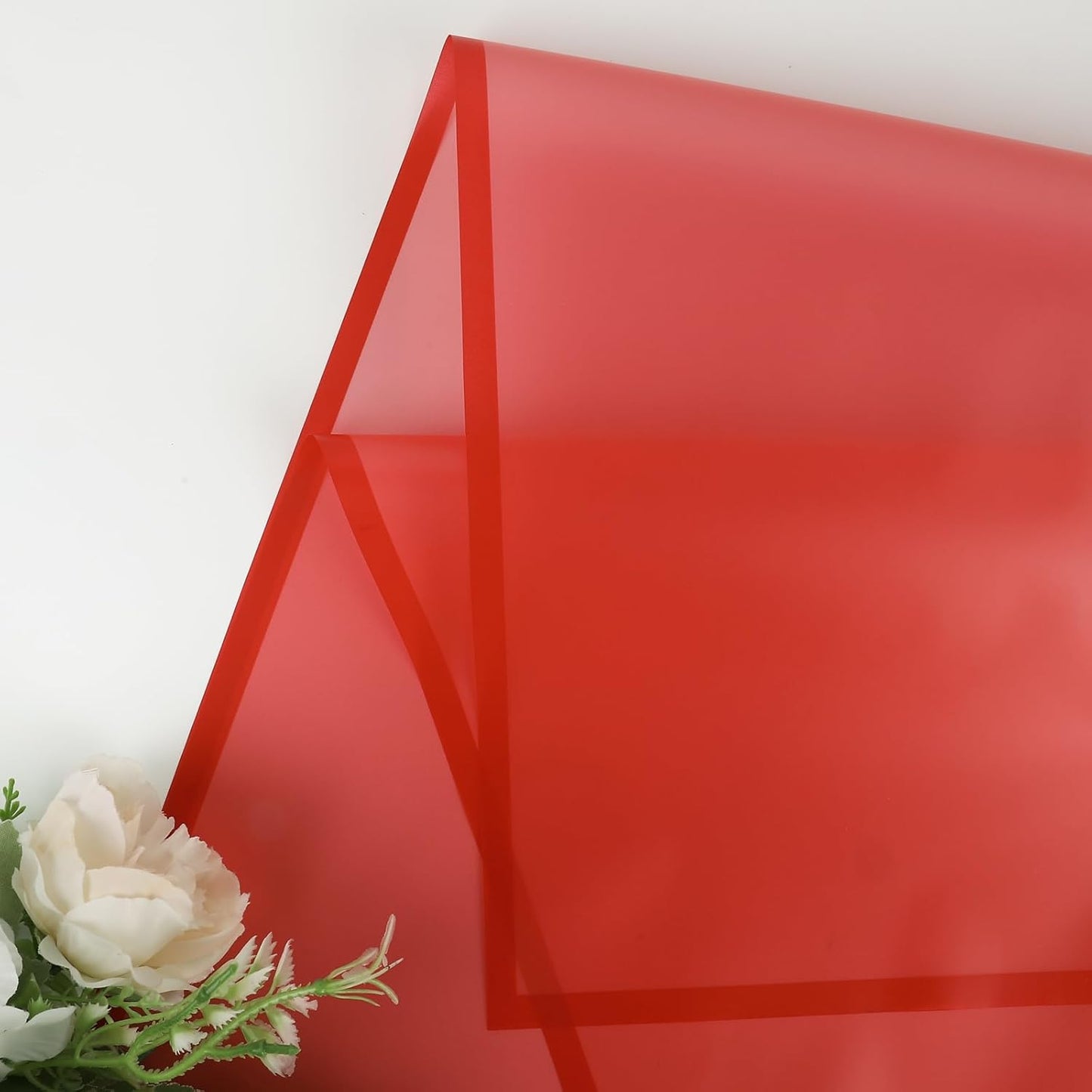 NESCCI 20 Sheet Flower Wrapping Paper - Waterproof Floral Bouquet Wrapping Paper, Florist Supplies Packaging Paper for Wedding Birthday Gift DIY (Translucent Red)