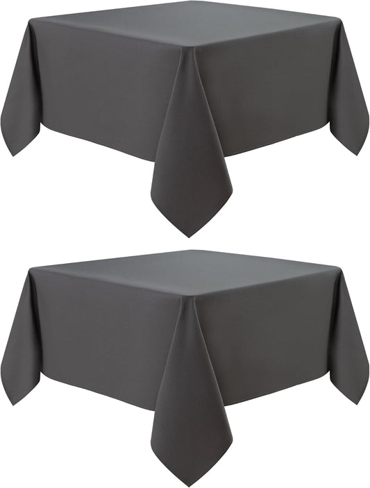 2 Pack Square Table Cloth 52X52 Inch Grey Washable Fabric Tablecloth Polyester Solid Dining Table Cover for Birthday Party Dinner Holiday Outdoor Indoor