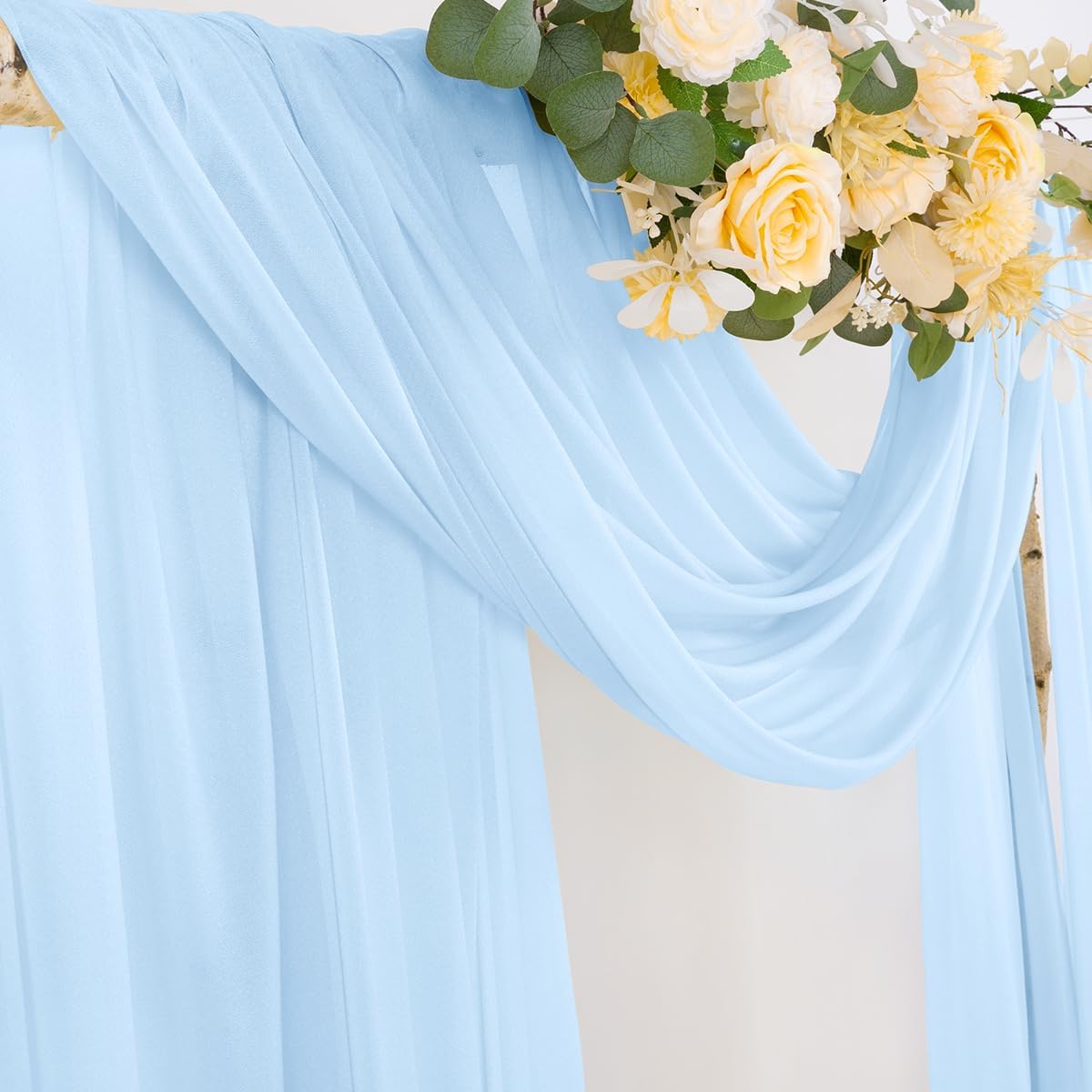 Socomi Blue Sheer Wedding Arch Draping Fabric 29" x 20Ft 1 Panel Outdoor Curtain Drapes Extra Long for Bridal Baby Shower Ceremony Birthday Party Decor