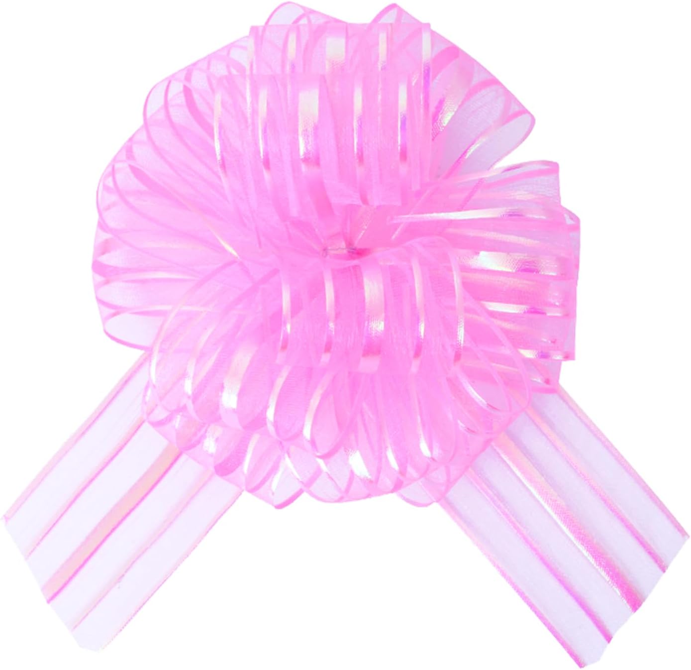 12 Pcs 6 Inch Large Organza Pull Bow Ribbon – Elegant Gift Bows for Wedding Decorations, Christmas Wrapping, Birthday Parties, Car Decor, Gift Baskets, and Valentine's Day Packaging(Pink)