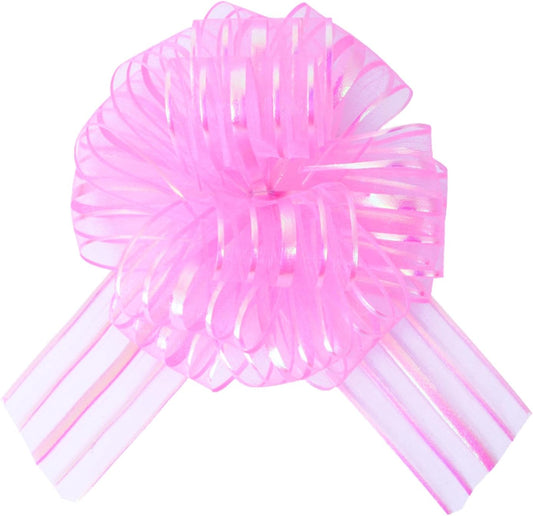 12 Pcs 6 Inch Large Organza Pull Bow Ribbon – Elegant Gift Bows for Wedding Decorations, Christmas Wrapping, Birthday Parties, Car Decor, Gift Baskets, and Valentine's Day Packaging(Pink)