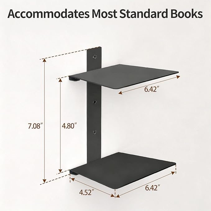 Invisible Floating Bookshelves 6 Tier, Heavy Duty Metal Book Organizer - Image 3
