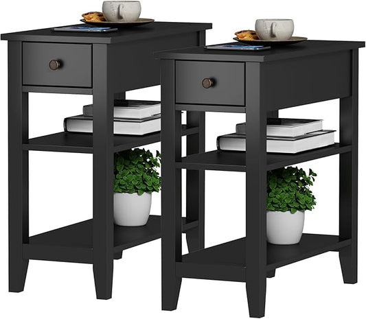 ChooChoo Side Table Living Room Set of 2, Narrow End Table by ChooChoo