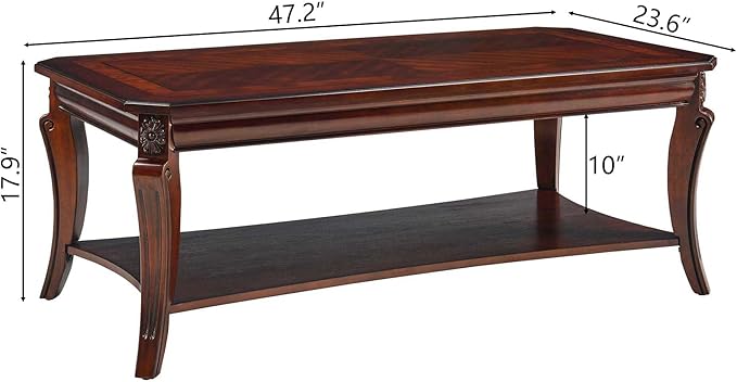 Traditional Distressed Farmhouse Style Coffee Table Set, 2-Piece Solid Wood - Image 2