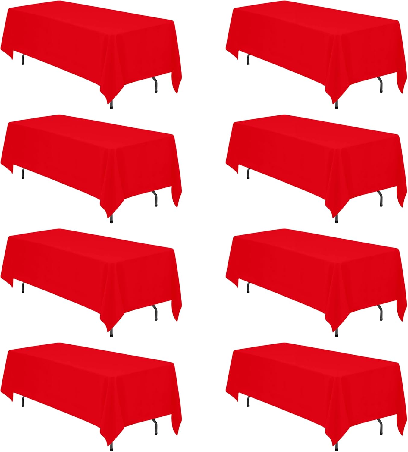 BRILLMAX 8 Pack Red Tablecloths 70 x 120 Inch for 6ft or 8ft Rectangle Tables - Rectangular Bulk Linen Polyester Fabric Washable Cloth Cover for Wedding Reception Banquet Birthday Party