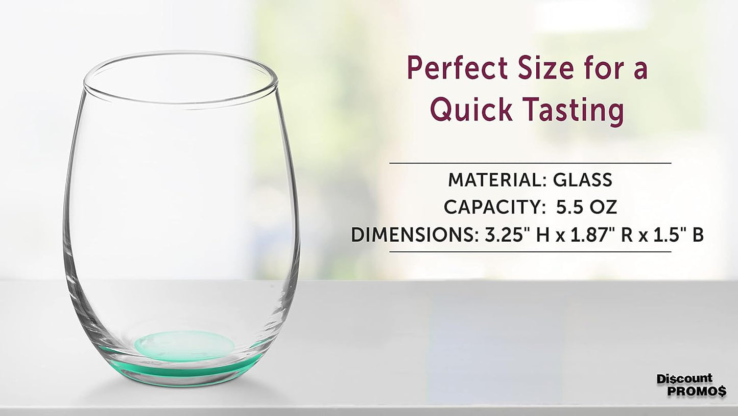 DISCOUNT PROMOS Stemless Wine Glasses by ARC 5.5 oz. Set of 12, Bulk Pack - Perfect for Hotel, Bar, Restaurant or Lounge - Green