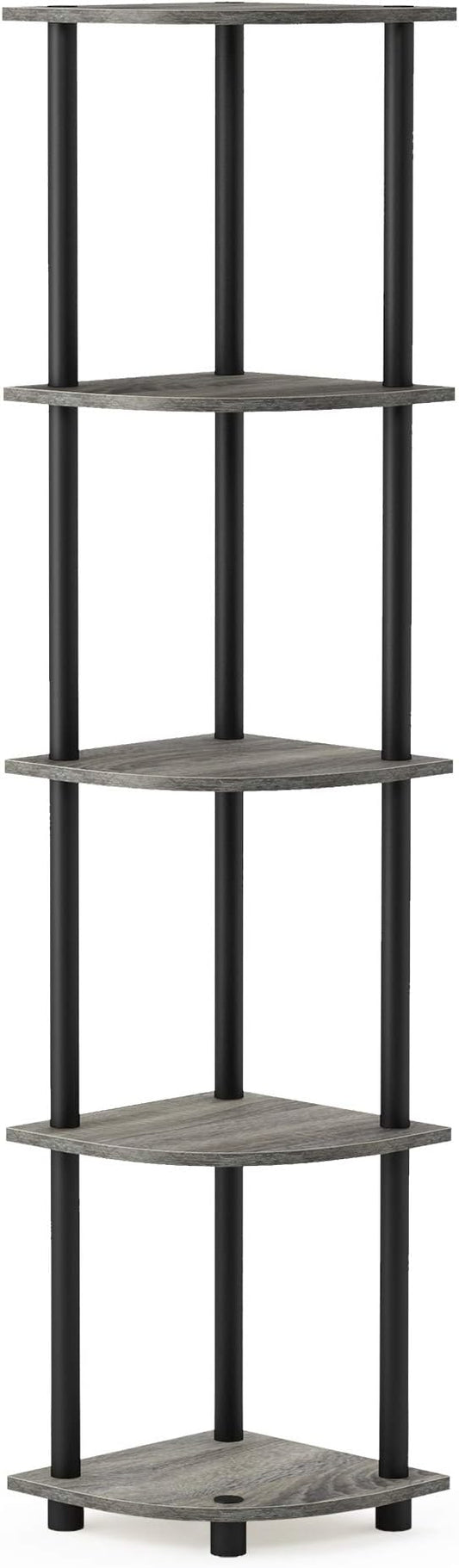 Furinno TURN-N-TUBE Corner Shelf, 5-Tier Corner Bookshelf, Open Storage Shelves by Furinno-FitsYourSpaceFitsYourBudget