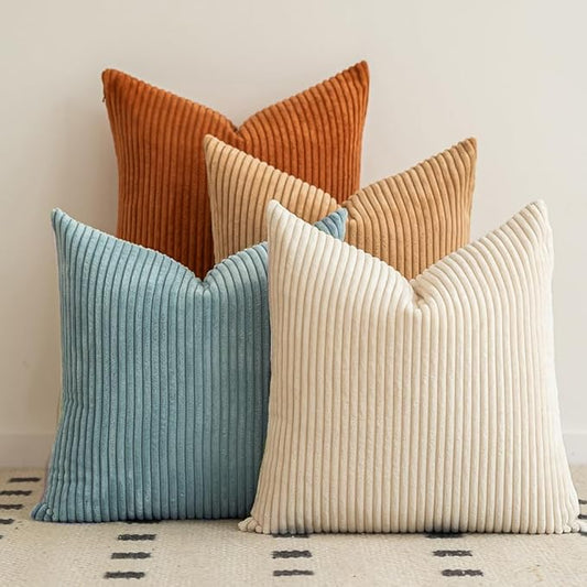 LANANAS Neutral Couch Throw Pillow Covers 18x18 Inch Set of 4 Decorative by LANANAS