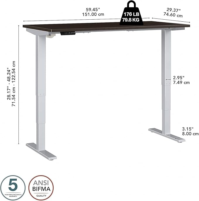 Bush Business Furniture 60-inch Electric Height Adjustable Standing Desk - Image 5