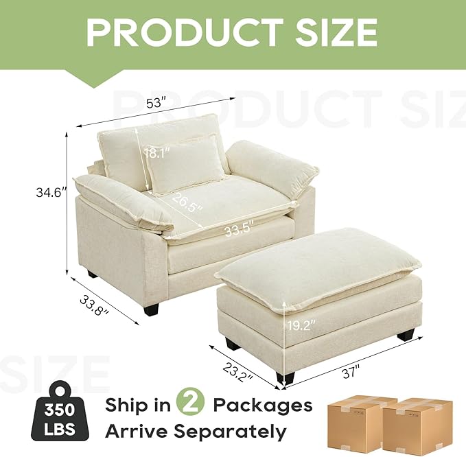 Oprisen 53" Modular Sectional Sofa, Comfy Cloud Couch Sectional Sofa - Image 2