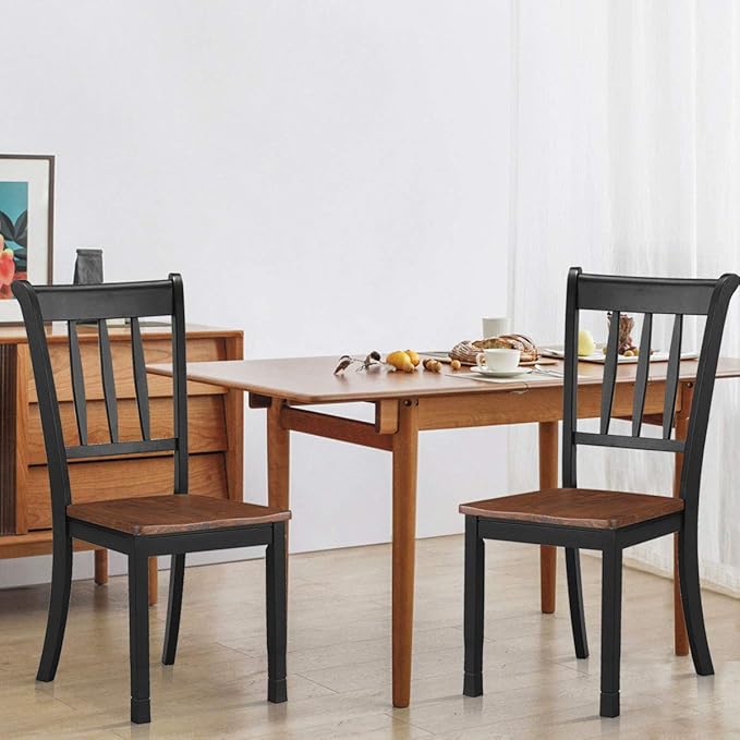 Giantex Wood Dining Chairs Set of 2, Armless Kitchen Chairs w/Solid Rubber Wood - Image 2