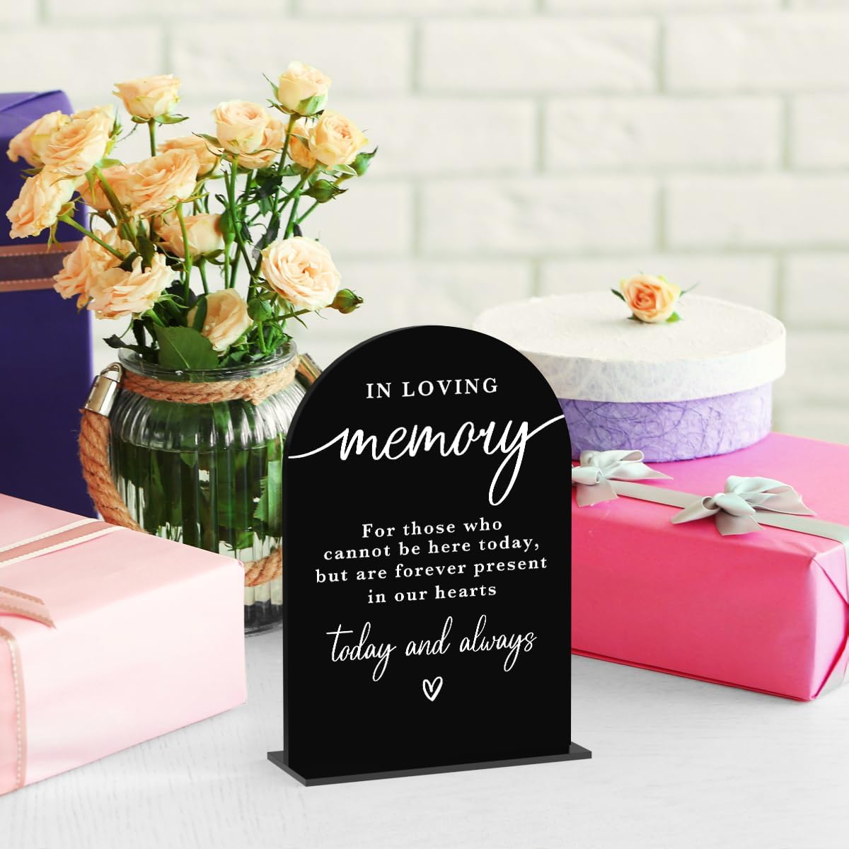 In Loving Memory Acrylic Wedding Sign Memory Table Sign for Wedding Wedding Signs for Ceremony Modern Calligraphy Arch Acrylic Table Top Sign for Wedding Reception and Event Party Table(black)