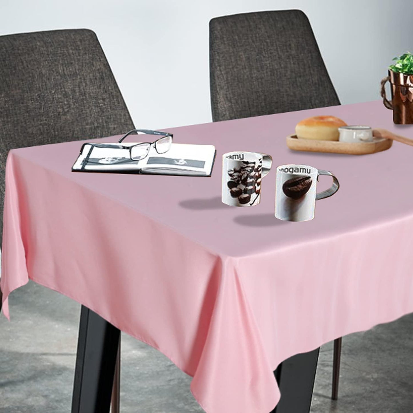 Fitable Rectangle Tablecloth Stain and Wrinkle Resistant Washable Polyester Table Cloth for Buffet Parties and Camping (54x78 inch, Pink)