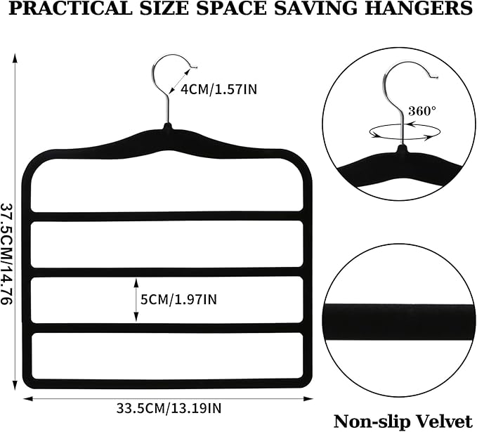 Closet Organizers and Storage, 2 Pack Pants-Hanger-Space-Saving, Velvet Clothes - Image 5