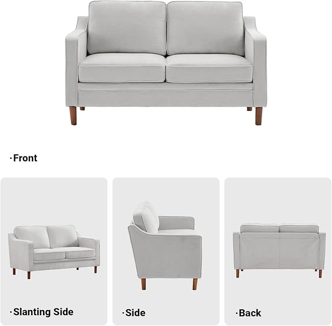 Kingfun 56" Chenille Sofa, Loveseat Couch, Mid Century Modern Love Seat Couches - Image 6