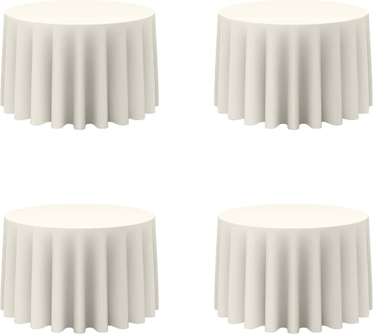 BRILLMAX 4 Pack Ivory Round Tablecloths 108 Inch - Circle Bulk Linen Polyester Fabric Washable Table Cloth Cover for Wedding Reception Banquet Birthday Party Buffet Restaurant