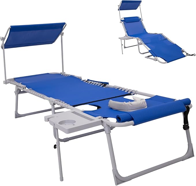 #WEJOY Tanning Chair with Face Hole & Canopy & Side Table, 5 Positions by WEJOY