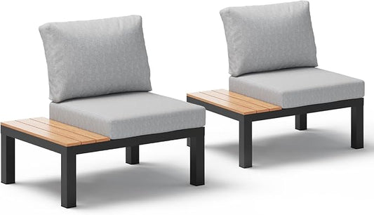Aluminum Outdoor Patio Sofa Set, 2 Seats Modular Sectional Sofa by Oasbira