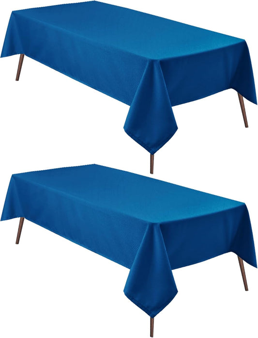 Hiasan 2 Pieces Royal Blue Tablecloth Rectangle - Waterproof and Washable Fabric Table Cloth for Card Tables, 60 x 102 Inch