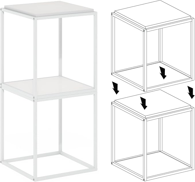 Furinno Moretti Side Table, 1-Tier Stackable Metal Frame End Table, Night Stand - Image 7