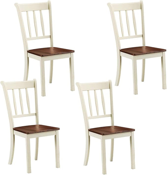 Giantex Wood Dining Chairs Set of 4, Armless Kitchen Chairs w/Solid Rubber Wood by Giantex