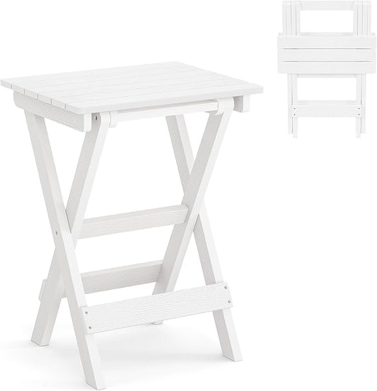LUE BONA 27 inch Folding Side Table, HDPS Outside End Table by LUEBONA