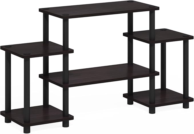 Furinno Turn-N-Tube No Tools Entertainment Center, Square corner, Dark Walnut - Image 5