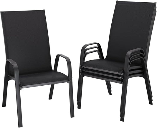 JEAREY Patio Dining Chairs Set of 4, Outdoor Stackable Dining Furniture Set by JEAREYOutdoorsCollection