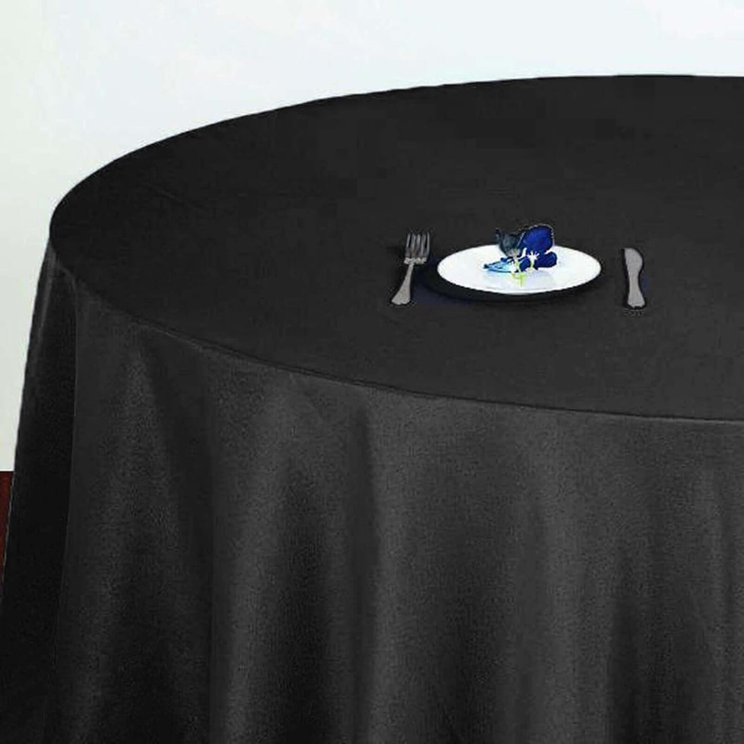 Efavormart Round Tablecloth, 120 Inch Stain & Wrinkle Resistant Washable Table Cloth, Decorative Polyester Fabric Table Cover for Banquet, Wedding, Dining - Black