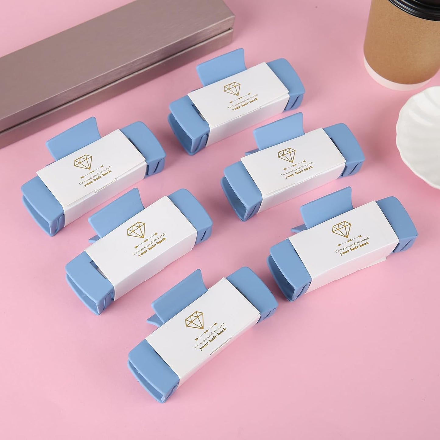 16pcs Bridesmaid Proposal Gifts 4.1inch square Matte Bachelorette Claw Clips Sunglasses set of 12 Girls Trendy Cute Hair Clips for Wedding Party Favors(16pcs Dusty Blue)