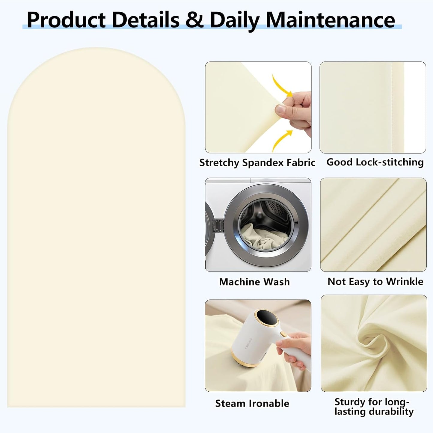 HEMMOTOP Light Beige Arch Backdrop Cover (No Arch Stand), 6 ft Spandex Arch Covers Stretchy Backdrop for Balloon Arches, Wedding, Birthday Party, Baby Shower, Banquet Arch Decoratio