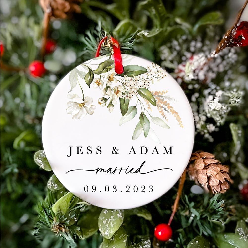 GABITA Personalized First Christmas Married Keepsake, First Christmas Married Ornament 2025, Decorations for New Couple, Married Ornament Calendar Gift 7