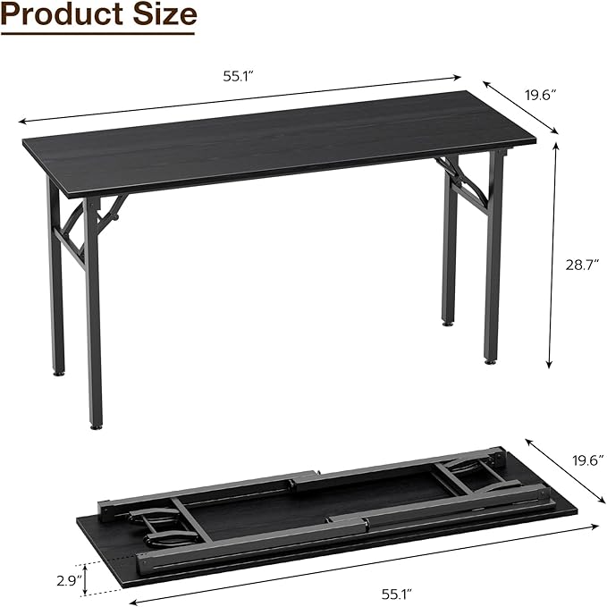 TEMI Long Computer Desk Folding Table - Image 3