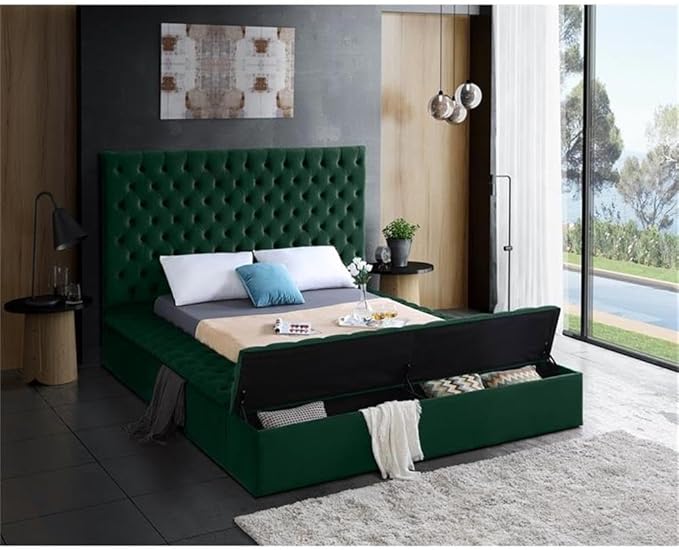 Meridian Furniture Bliss Collection Modern | Contemporary Velvet Upholstered Bed - Image 5