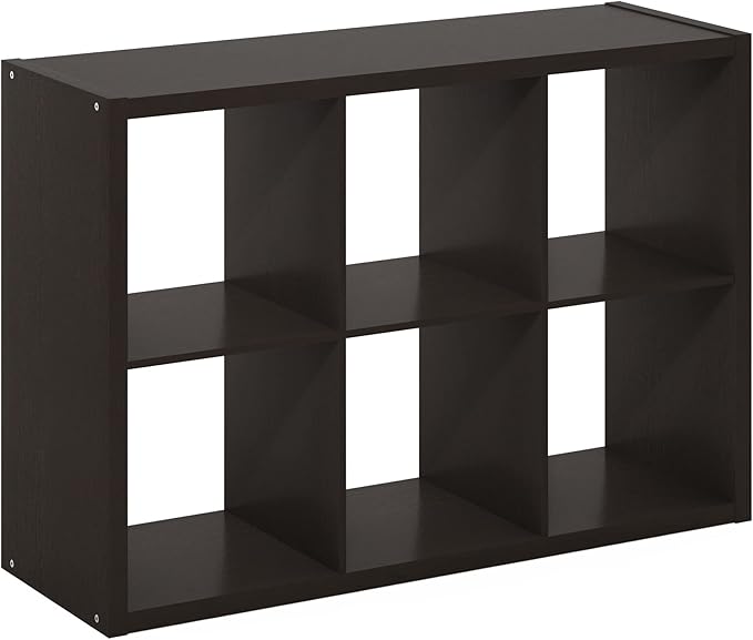 Furinno Cubicle Book Shelf, 6-Cube Bookshelf, Extra Thick Frame Horizontally & - Image 12