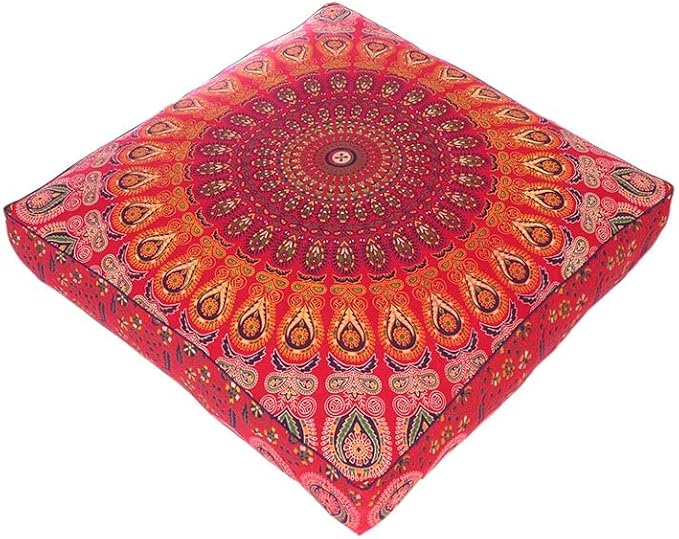 Mandala Floor Pillow Cover Meditation Cushion Seating Throw Hippie Round by EyesofIndia