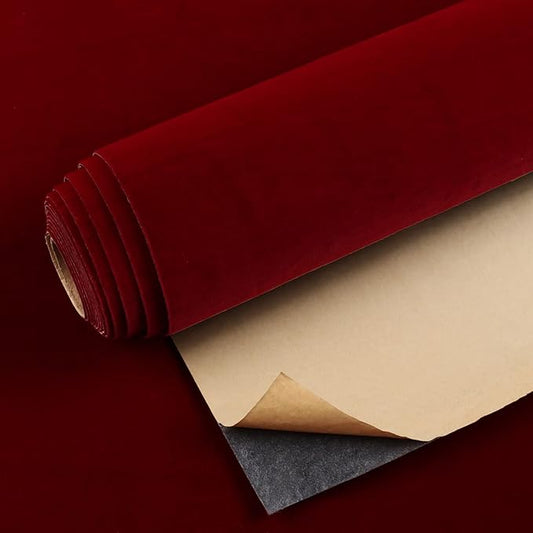 VEELIKE Dark Red Velvet Fabric Wallpaper Self Adhesive Soft Felt Drawer Liners by VEELIKE