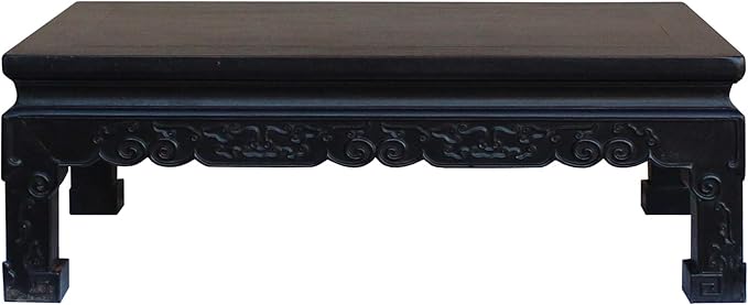 Chinese Handmade Dark Brown Rosewood Low Kang Table Stand Acs4815 by ORIENTLIVING