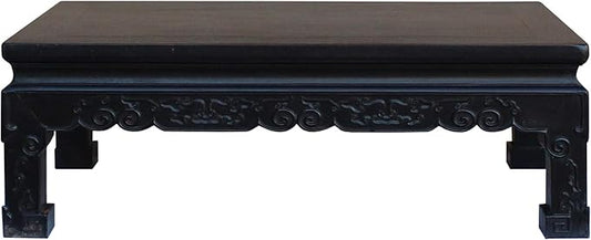 Chinese Handmade Dark Brown Rosewood Low Kang Table Stand Acs4815 by ORIENTLIVING