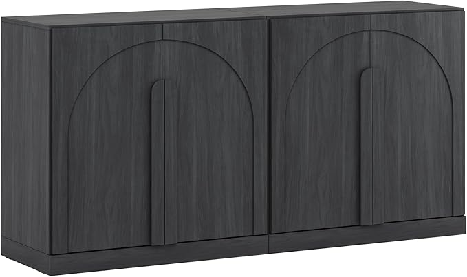 BELLEZE 2 Tier Bookshelf with Arched Wood Door - Image 8
