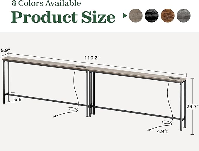 SUPERJARE 110.2 Inch Sofa Table - Image 3