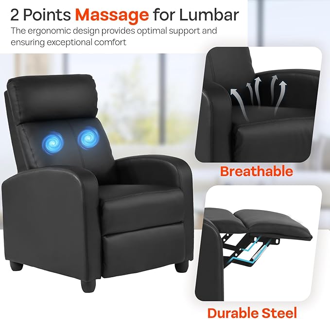 FDW Recliner Sofa Massage Chair Home Theater Seating - Image 6