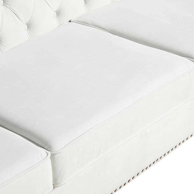 LEVNARY Chesterfield Loveseat Velvet, Upholstered Sofa - Image 6