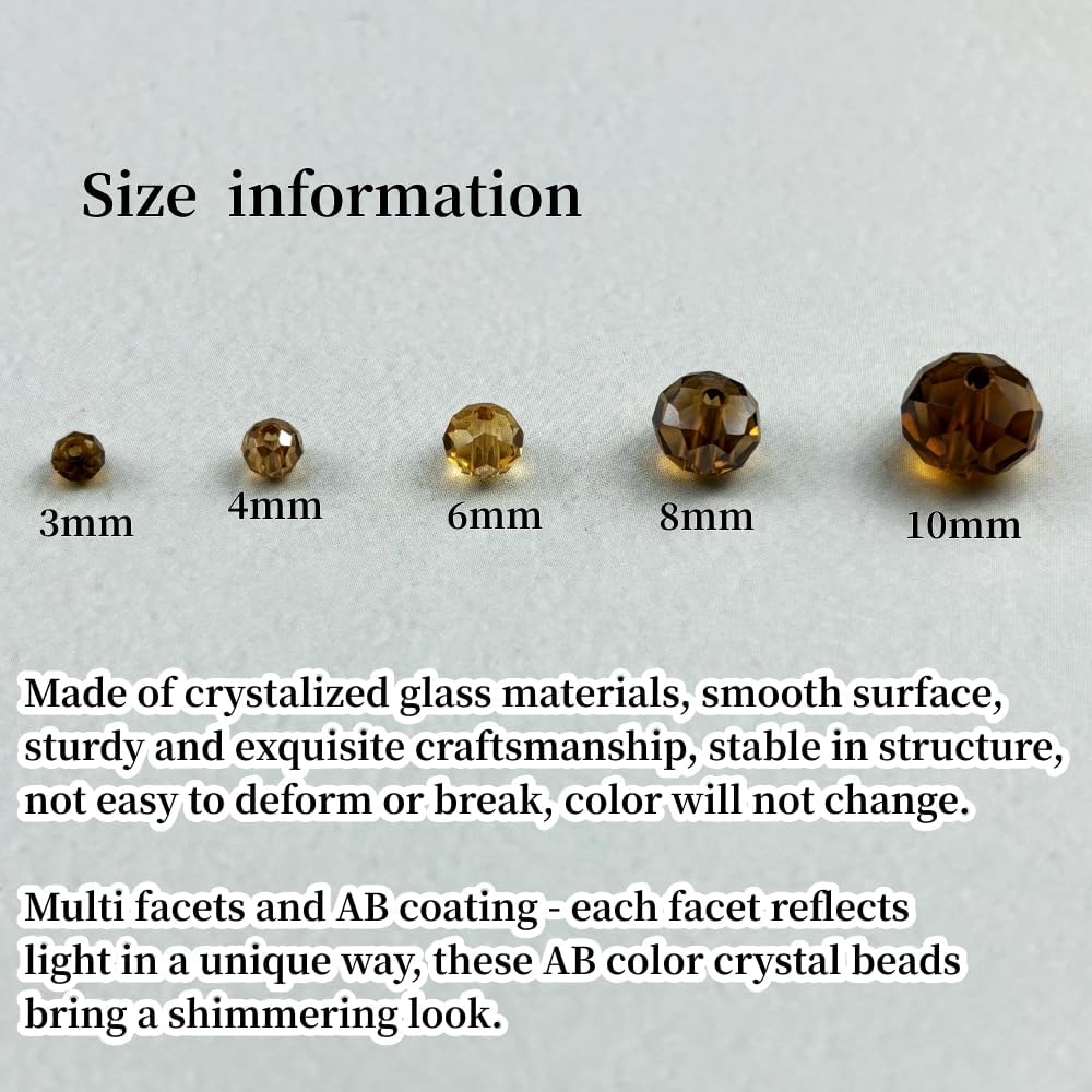 400pcs 4mm Crystal Glass Beads for Crafts Faceted Rondelle Glass Beads for Jewelry Making Crystal Spacer Beads for Necklaces Bracelets Earrings DIY Craft(Amber AB)