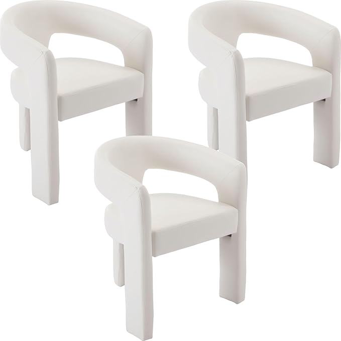 BESTANO Set of 3 Modern PU Leather Upholstered Dining Chairs by BESTANO