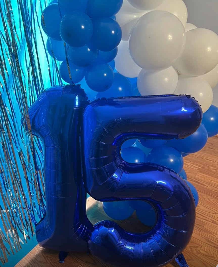 Night Blue 40 Inch Large Number 5 Birthday Balloon, 2025 Five 5th 15 25 35 50 55 Birthday Celebration Decorations, Night Blue Foil 5 Mylar Helium Balloons Girl Boy Anniversary Party Supplies