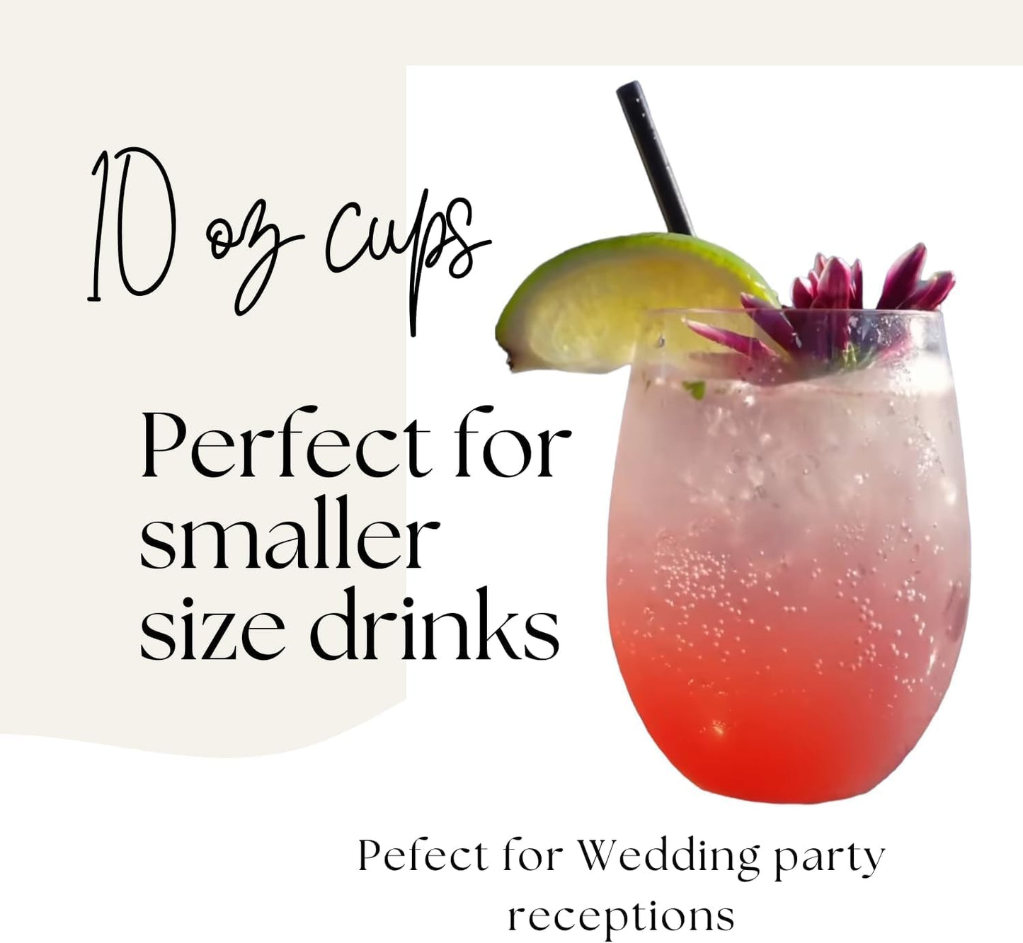 48 piece Stemless Unbreakable Crystal Clear Plastic Wine Glasses Set of 48 Small (10 Ounce - Gold Rim)